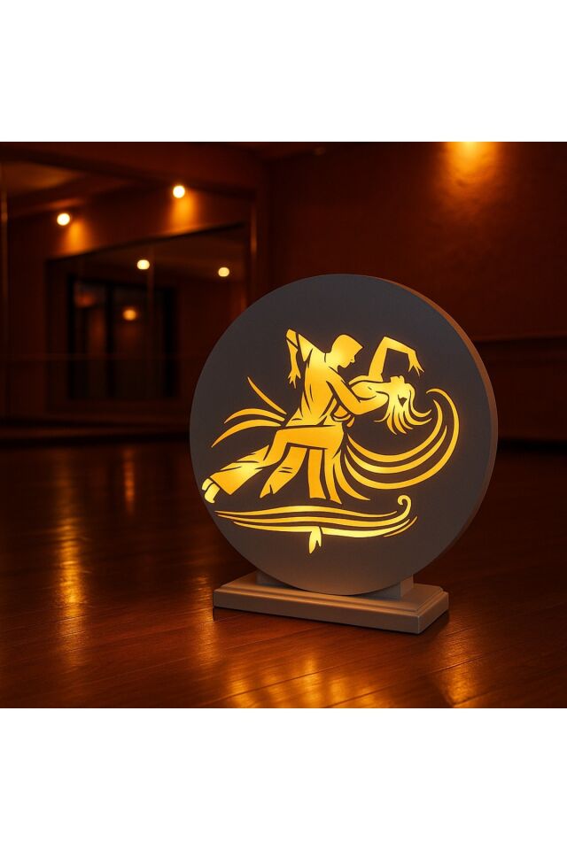 Romantik Dans Eden Çift Temalı Hediyelik MDF LED Gece Lambası