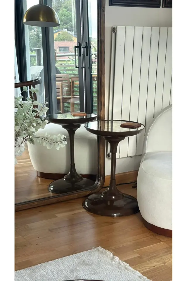 Liva Koyu Kahverengi 54cm Oturma Odası, Kahve Köşesi Yan Sehpa